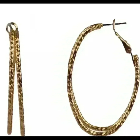 Style & Co Medium Textured Double-Row Hoop Earring - Picture 4 of 4